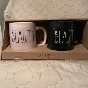 Rae Dunn Beauty and The Beast Pink and Black Mug Set *lowest price; thank you.